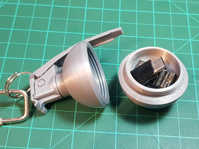 HAND GRENADE CONTAINER KEY CHAIN 3D Print 265380 HAND GRENADE CONTAINER KEY CHAIN 3D Print 265380