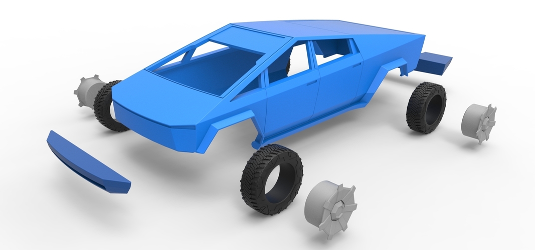 Diecast shell and wheels Tesla Cyberpunk truck Scale 1 to 24 3D Print 269580 Diecast shell and wheels Tesla Cyberpunk truck Scale 1 to 24 3D Print 269580