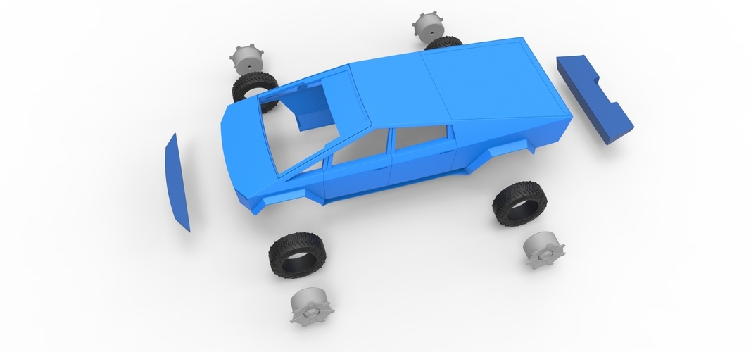 Diecast shell and wheels Tesla Cyberpunk truck Scale 1 to 24 3D Print 269583 Diecast shell and wheels Tesla Cyberpunk truck Scale 1 to 24 3D Print 269583