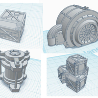 Small 28mm scale scatter terrain - Crates, Power Cell and Turbine 3D Printing 272309