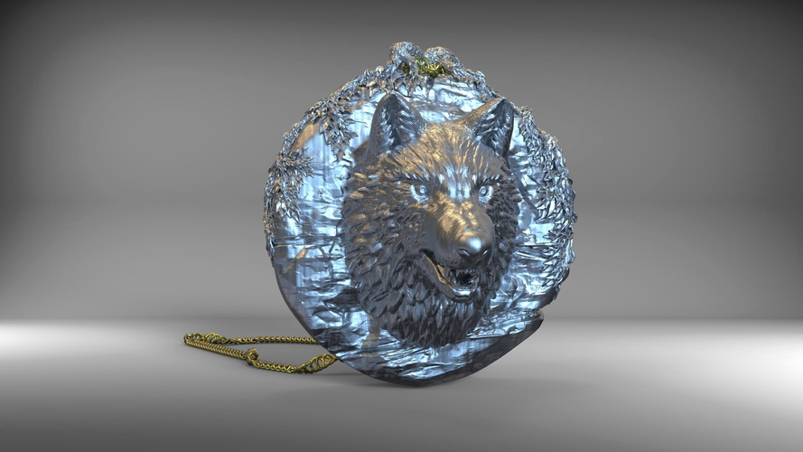 Wolf Necklace 3D Print 273315 Wolf Necklace 3D Print 273315