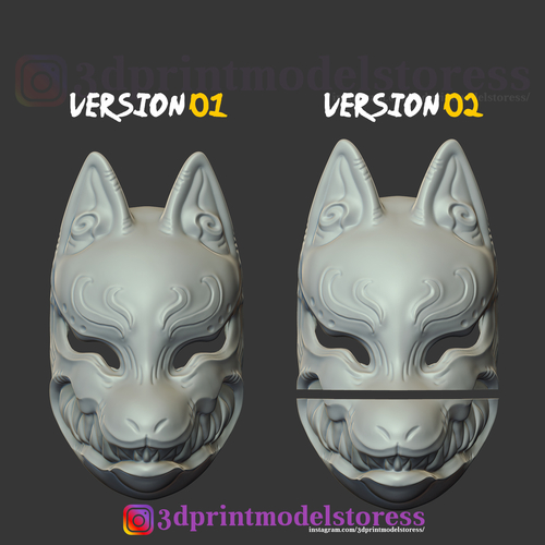 Japanese Fox Mask Demon Kitsune Cosplay Helmet STL File  3D Print 275181