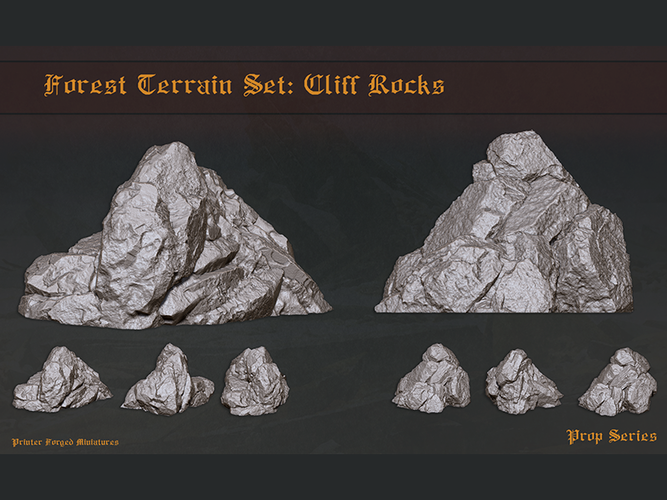 Forest Environment Pack: Cliff Rocks (for 25mm characters) 3D Print 280885