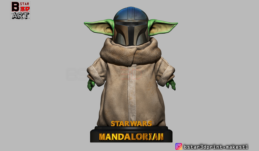 Yoda Baby with Mandalorian Helmet High quality 3D Print 281714