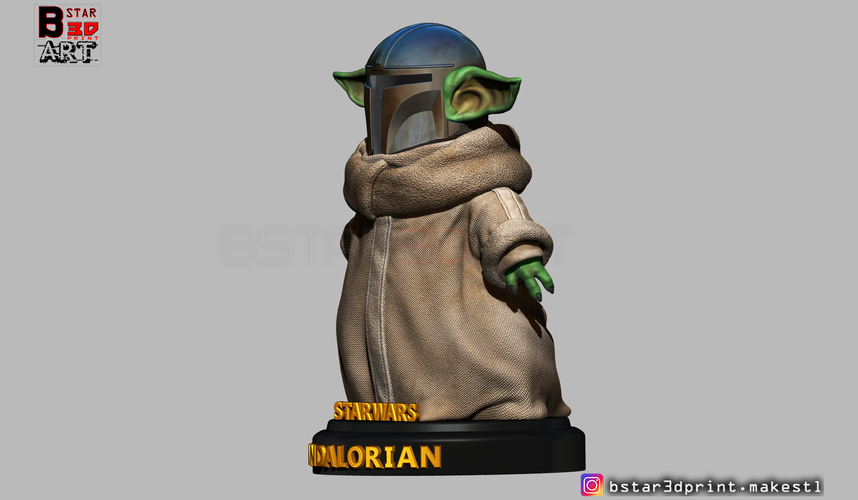 Yoda Baby with Mandalorian Helmet High quality 3D Print 281715