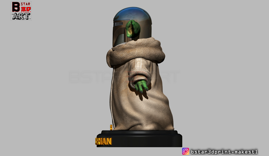 Yoda Baby with Mandalorian Helmet High quality 3D Print 281716