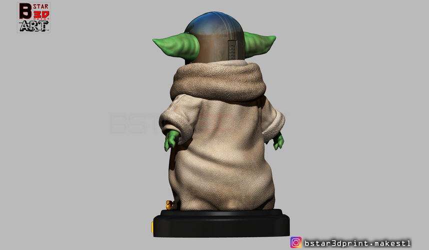 Yoda Baby with Mandalorian Helmet High quality 3D Print 281717
