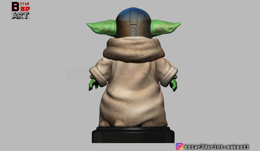 Yoda Baby with Mandalorian Helmet High quality 3D Print 281718