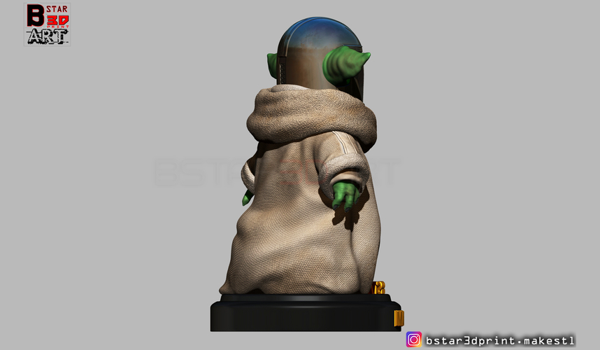 Yoda Baby with Mandalorian Helmet High quality 3D Print 281719