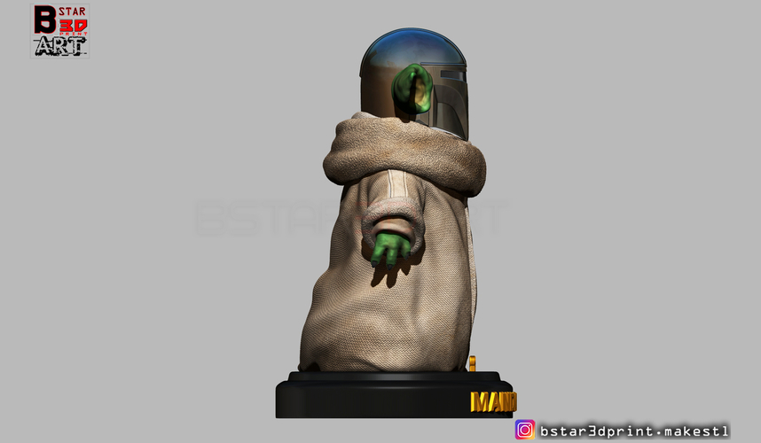 Yoda Baby with Mandalorian Helmet High quality 3D Print 281720