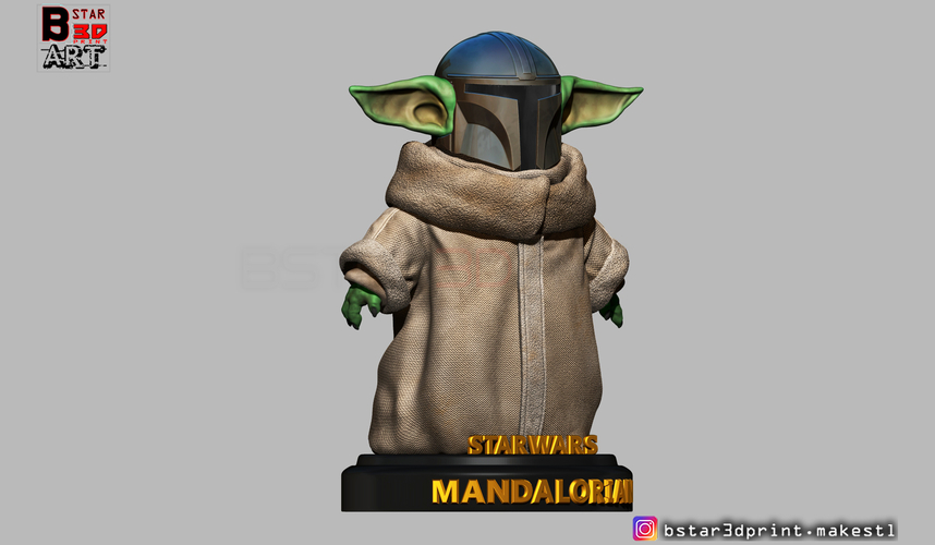 Yoda Baby with Mandalorian Helmet High quality 3D Print 281721