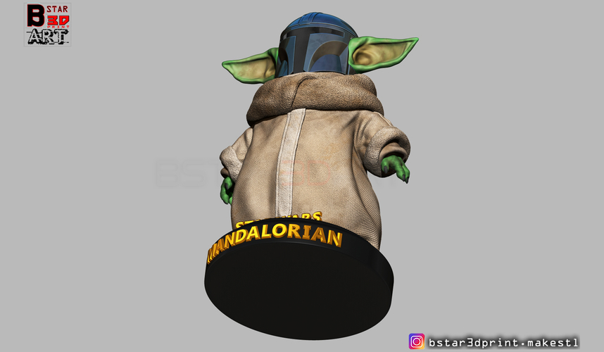 Yoda Baby with Mandalorian Helmet High quality 3D Print 281722