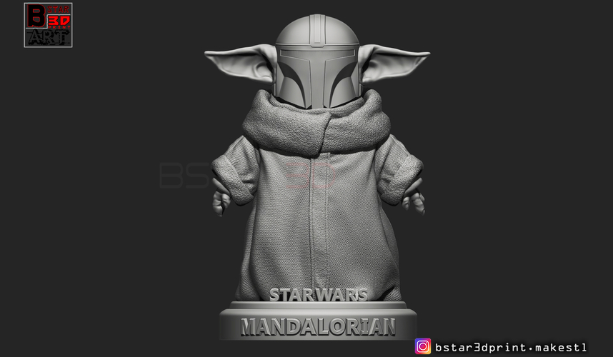 Yoda Baby with Mandalorian Helmet High quality 3D Print 281724