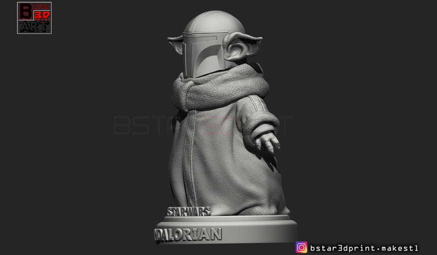 Yoda Baby with Mandalorian Helmet High quality 3D Print 281725