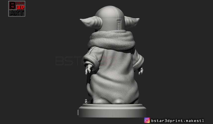 Yoda Baby with Mandalorian Helmet High quality 3D Print 281727