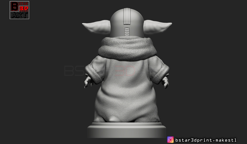 Yoda Baby with Mandalorian Helmet High quality 3D Print 281728