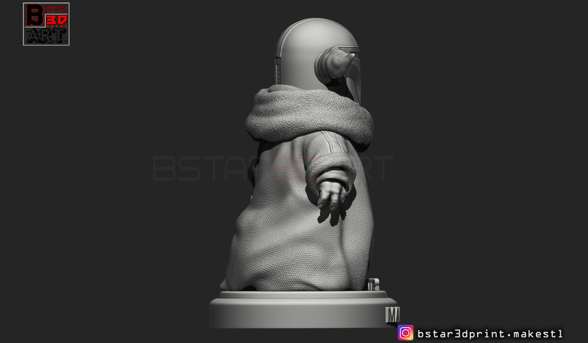 Yoda Baby with Mandalorian Helmet High quality 3D Print 281729