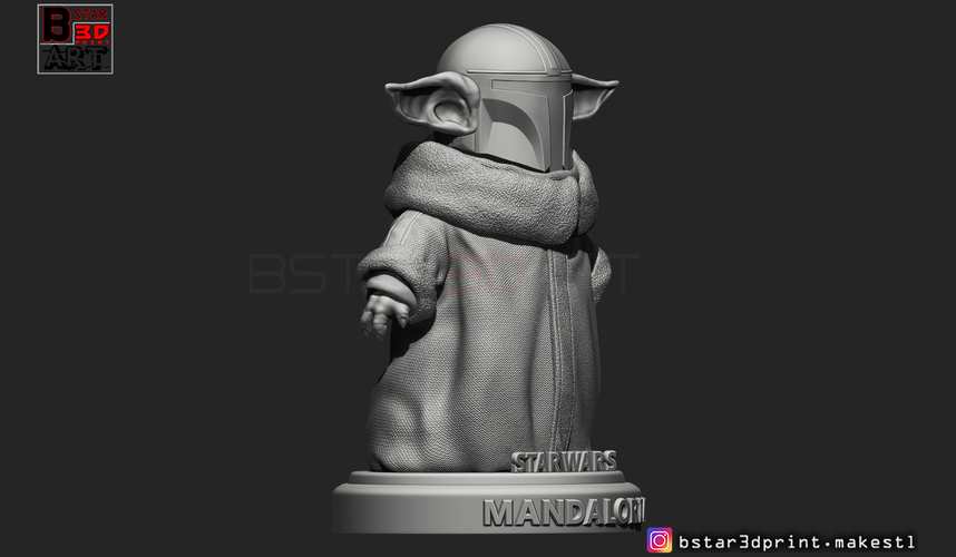 Yoda Baby with Mandalorian Helmet High quality 3D Print 281730