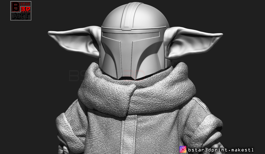 Yoda Baby with Mandalorian Helmet High quality 3D Print 281731