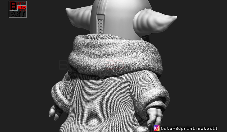 Yoda Baby with Mandalorian Helmet High quality 3D Print 281732
