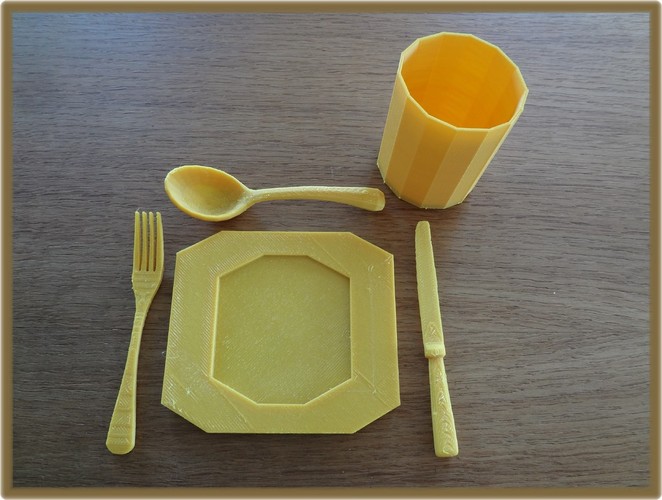 cutlery, plate and cup 3D Print 28351