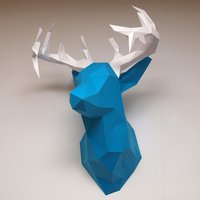 Small Faceted Deer Head 3D Printing 28411