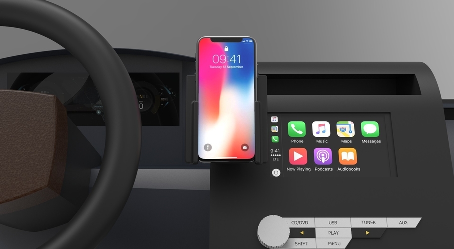 Wireless Cellphone Car Charger - iPhone X Edition 3D Print 284901