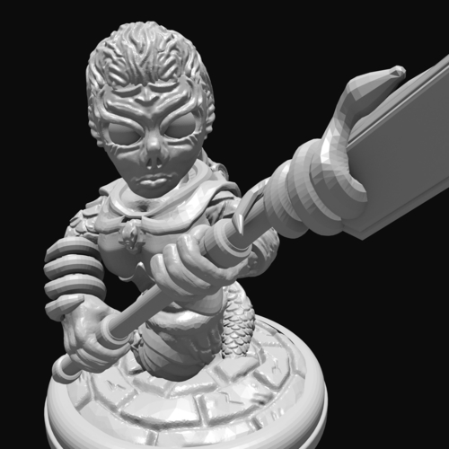 Naga with Glaive 28mm 3D Print 285024