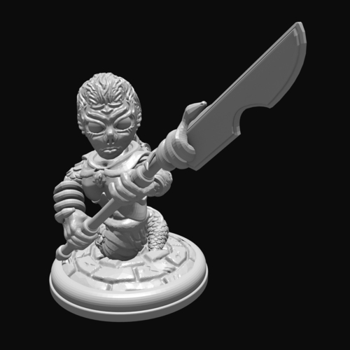 Naga with Glaive 28mm 3D Print 285025
