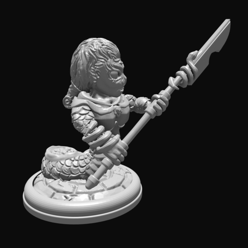 Naga with Glaive 28mm 3D Print 285026