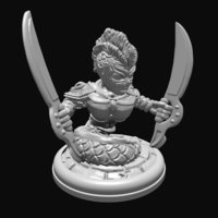 Small Naga with Swords 28mm 3D Printing 285027