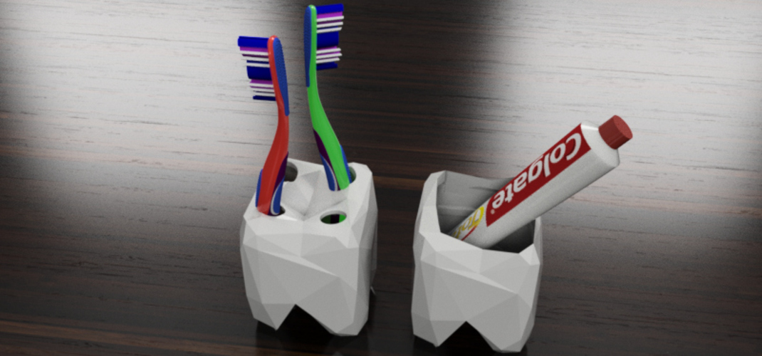 Low Poly Toothbrush and Toothpaste holder 3D Print 28509