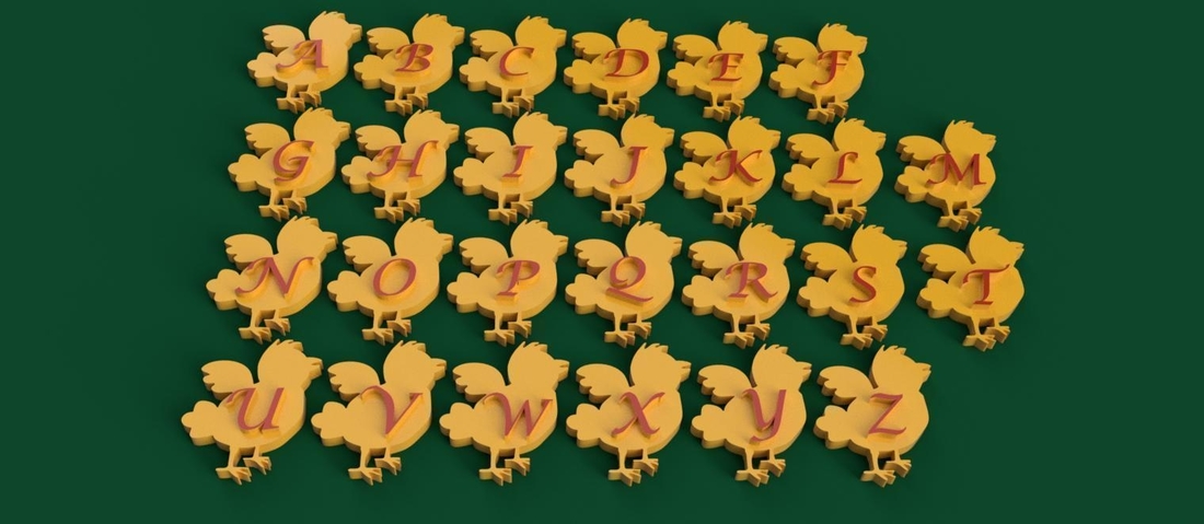 CHICK EASTER 3d letters STL file 3D Print 285280 CHICK EASTER 3d letters STL file 3D Print 285280