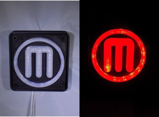 Makerbot M Logo LED Nightlight/Lamp 3D Print 32237