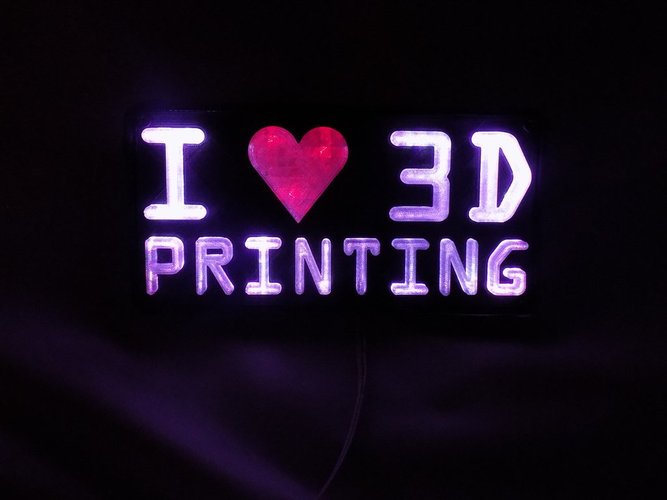 I <3 3D PRINTING LED Sign/Nightlight 3D Print 32253