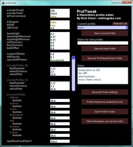 ProfTweak - a MakerWare profile editor 3D Print 32338