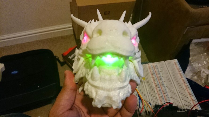 Dragon Head - With Glowing eyes and mouth (1) 3D Print 34390