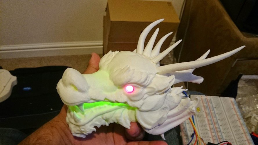 Dragon Head - With Glowing eyes and mouth (1) 3D Print 34394