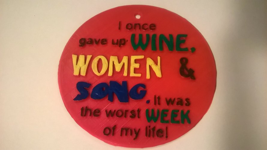 Gave up Wine Women Song Sign 3D Print 35364 Gave up Wine Women Song Sign 3D Print 35364