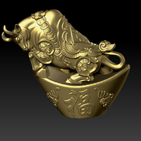 Small LUCKY OX NEW YEAR - - GOLD INGOT DECORATION 1 3D Printing 391106