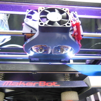 Small Replicator 2X Fan Duct with mounting holes for 2 5mm LED lights 3D Printing 39207