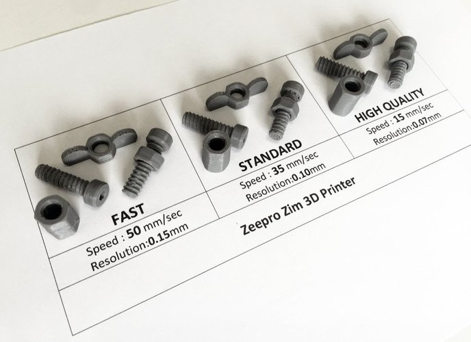Zeepro Zim Quality Test - Nuts & Bolts 3D Print 44737