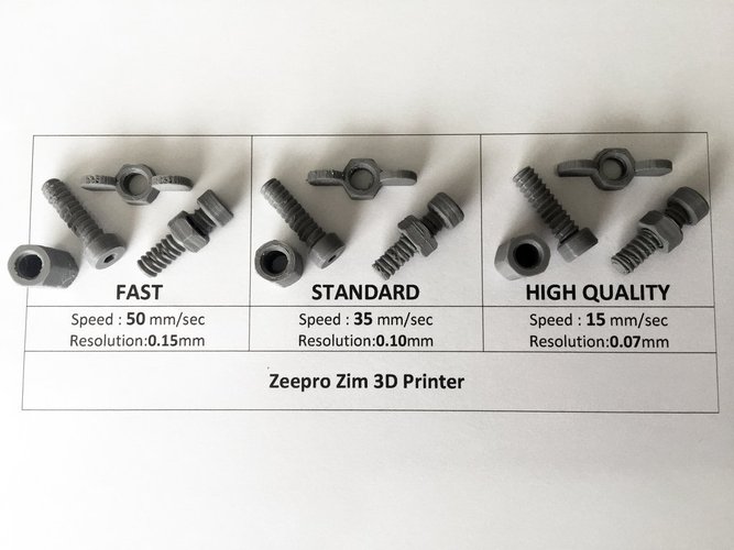 Zeepro Zim Quality Test - Nuts & Bolts 3D Print 44738