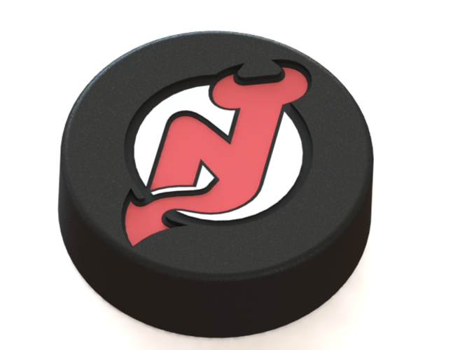 New Jersey Devils logo on ice hockey puck 3D Print 46680
