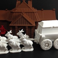 Small Elk-Drawn Wagon (18mm scale) 3D Printing 48366