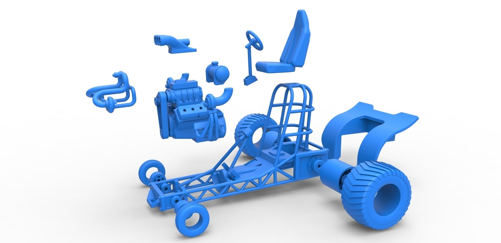 Diecast Mini Rod pulling tractor 7 Scale 1:25 3D Print 503443
