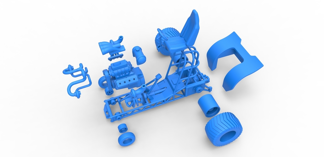 Diecast Mini Rod pulling tractor 7 Scale 1:25 3D Print 503445