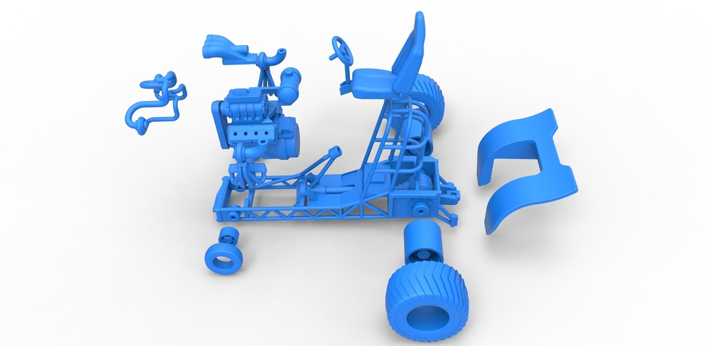 Diecast Mini Rod pulling tractor 7 Scale 1:25 3D Print 503448