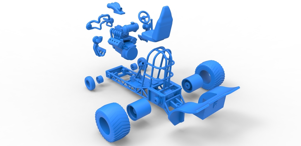 Diecast Mini Rod pulling tractor 7 Scale 1:25 3D Print 503449