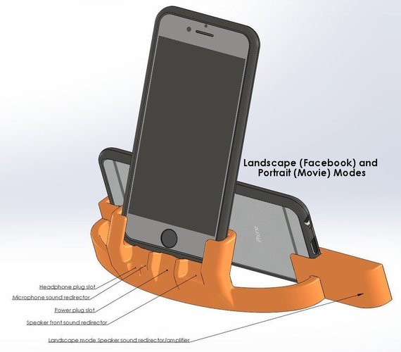 Auggie's iPhone 7, 6 and 6S cradle with  w sound amplifier 3D Print 50757